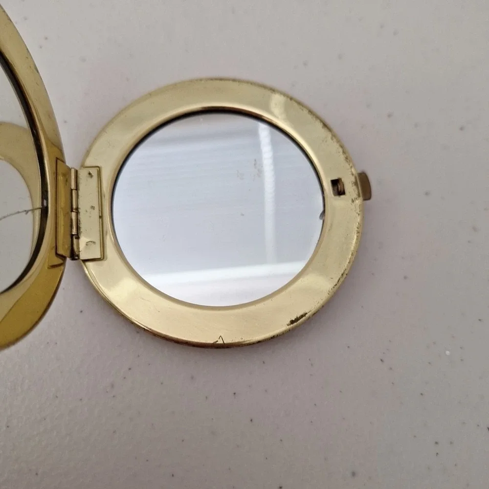 Vintage Compact Makeup Mirror Double-Sided Victorian Scene 3